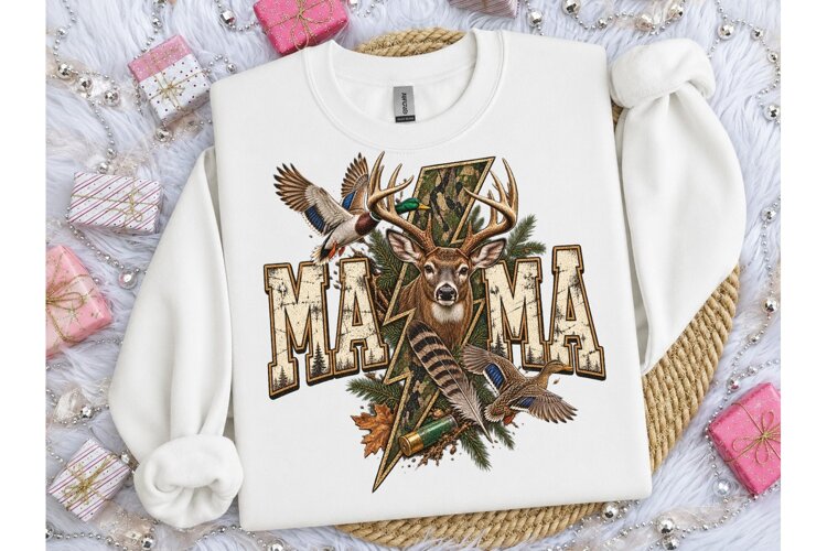 Hunting Mama PNG Sublimation Tee Design example image 1