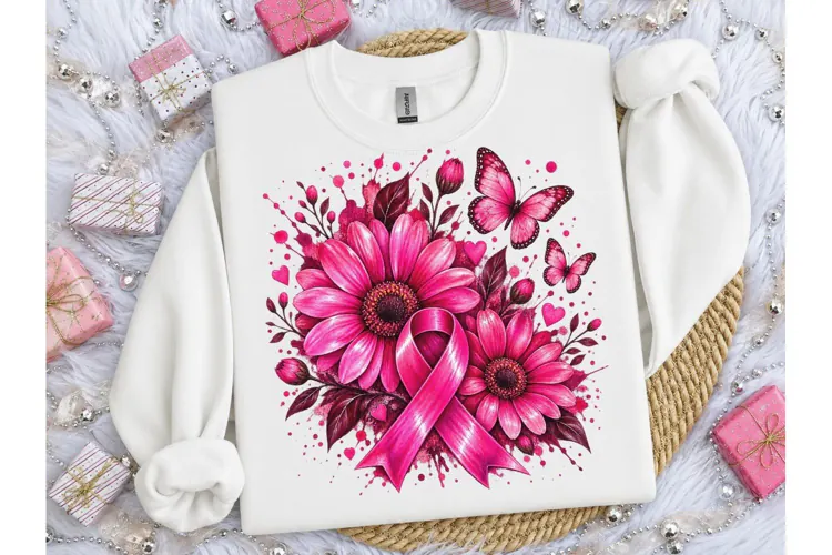 Breast Cancer Awareness Floral PNG Desig