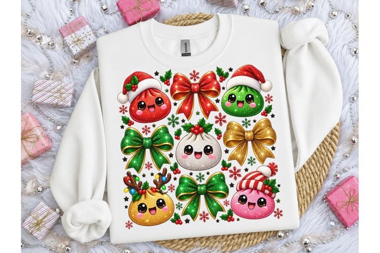 Kawaii Christmas Dumplings PNG Tee example image 1