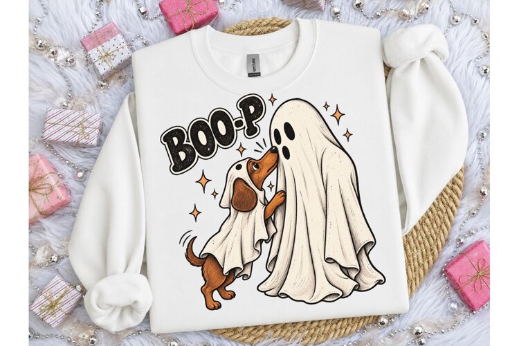 Boo-P Ghost Dog Halloween PNG Tee example image 1