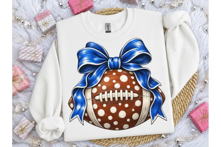 Football Bow Polka Dot PNG Sublimation T