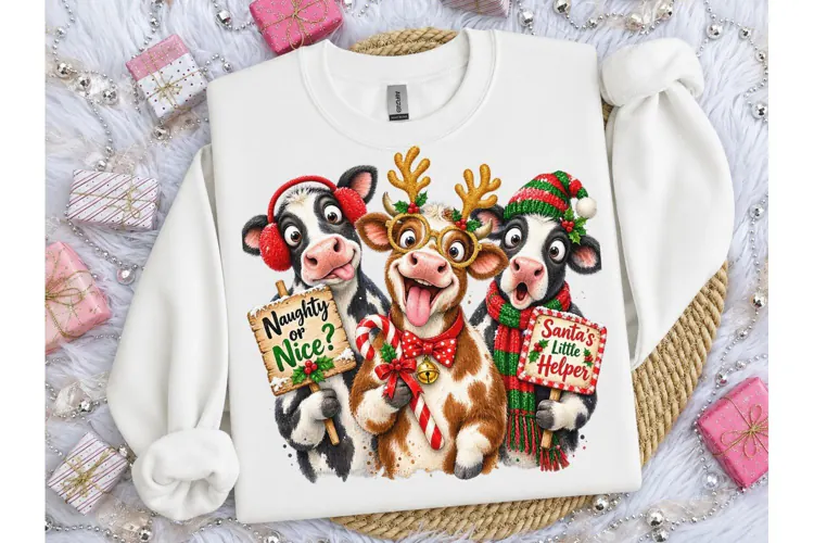 Christmas Cow PNG Funny Holiday Shirt