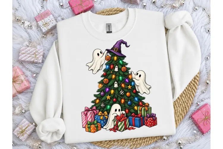 Halloween Christmas Ghost Tree PNG Shirt