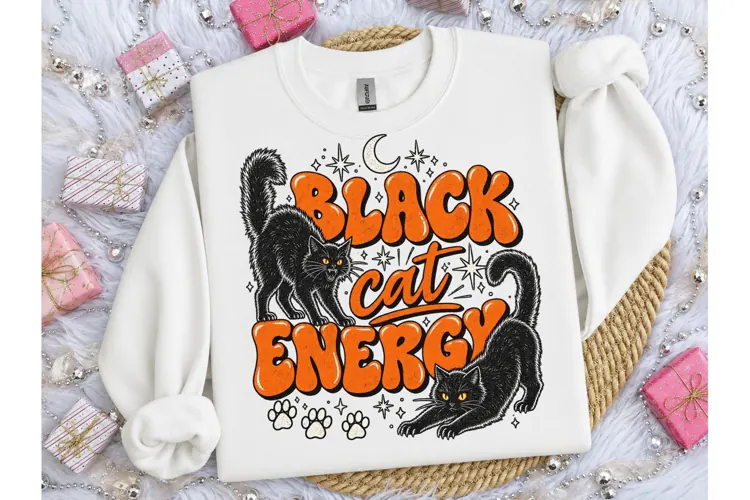 Black Cat Energy PNG Halloween Shirt