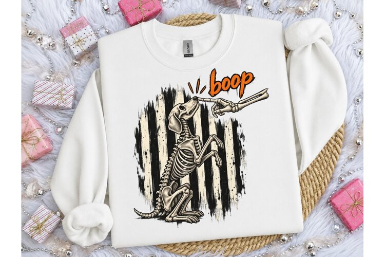 Skeleton Dog Boop Halloween PNG Tee example image 1
