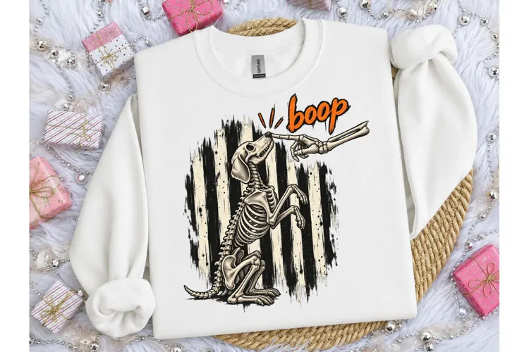 Skeleton Dog Boop Halloween PNG Tee