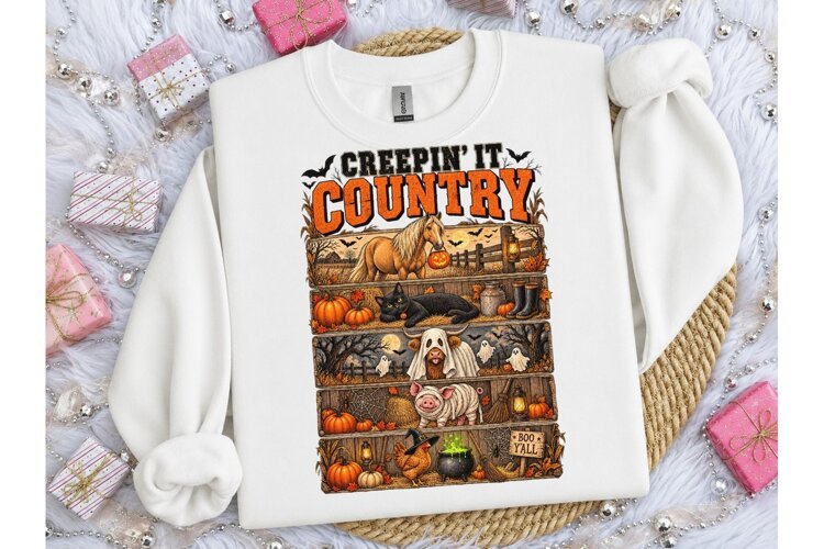 Creepin It Country Halloween PNG Tee example image 1