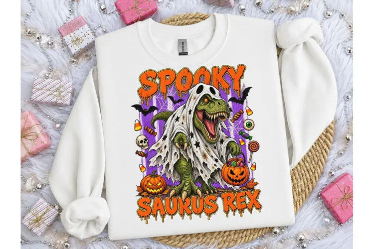 Spooky Saurus Rex Halloween PNG Tee