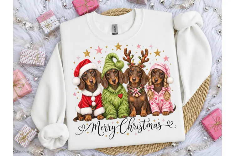 Christmas Dachshund PNG Shirt Design