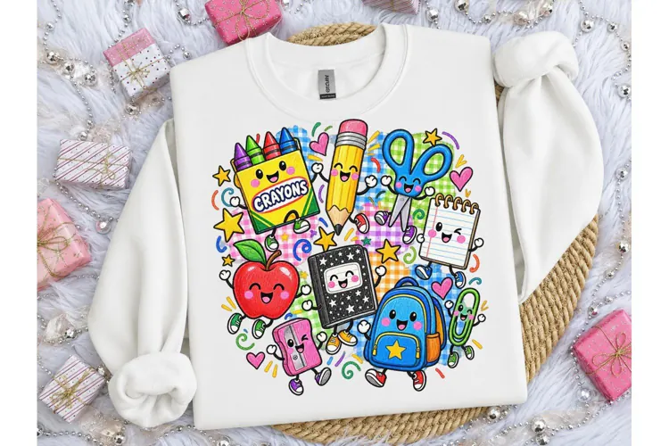 Cute School Supplies Kawaii PNG Tee Desi