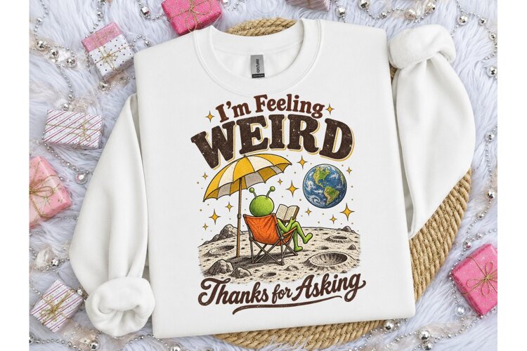 Feeling Weird Alien Moon PNG Shirt Desig example image 1