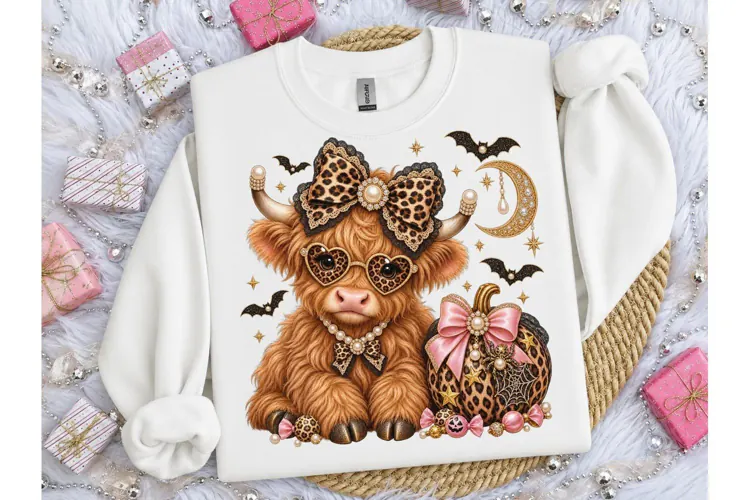 Halloween Highland Cow PNG Sublimation