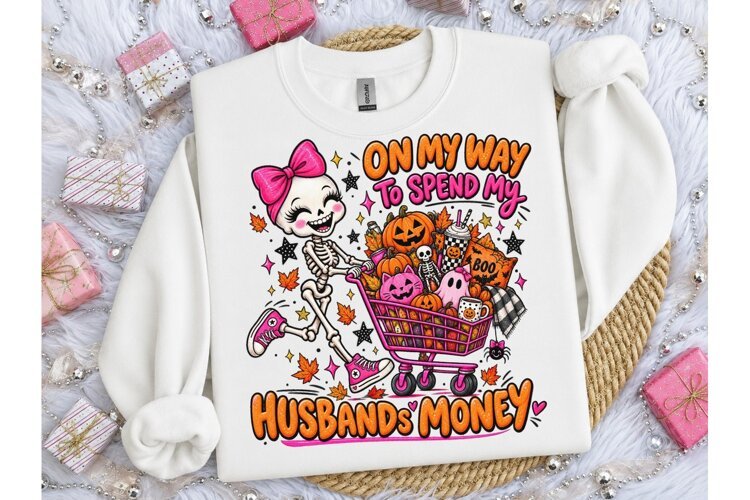 Halloween Skeleton Shopping PNG Tee example image 1