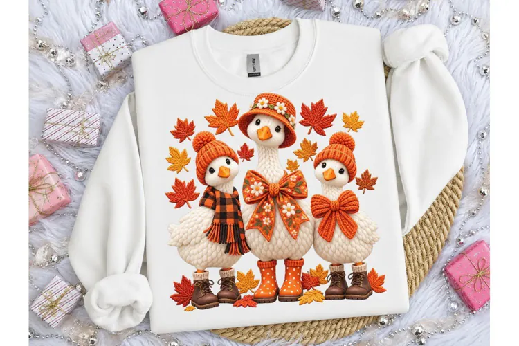 Fall Geese Trio Autumn PNG Shirt Design