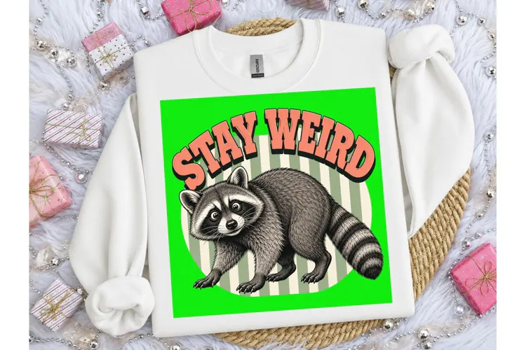 Stay Weird Raccoon PNG Shirt Design