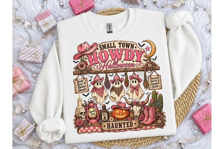 Small Town Howdy Halloween PNG Tee example image 1