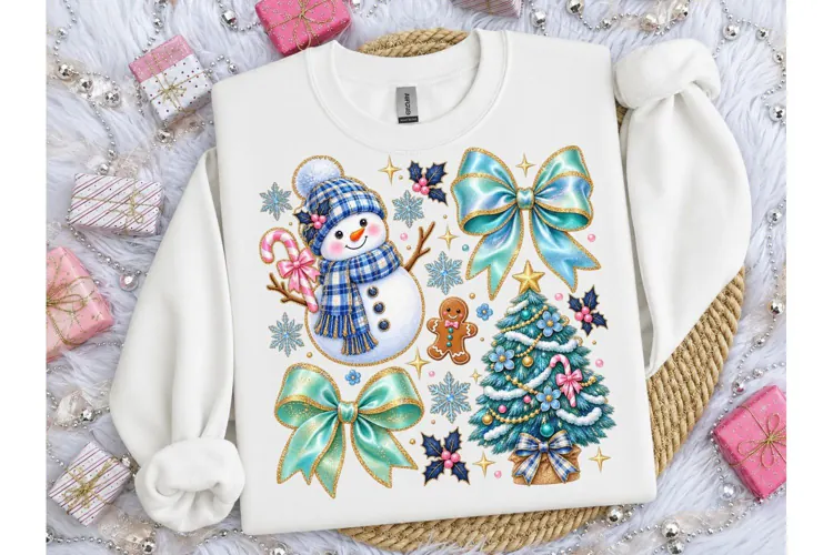 Christmas Snowman Bow PNG Sublimation