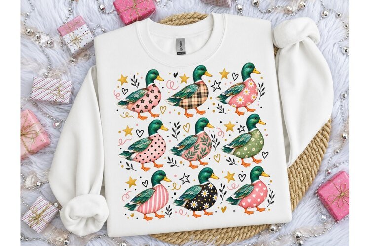 Cute Mallard Duck Pattern PNG Tee Design example image 1