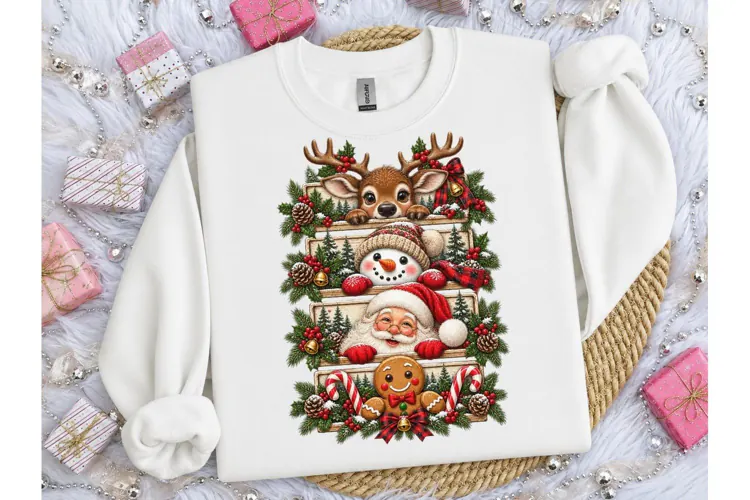 Christmas Characters Stacked PNG Tee