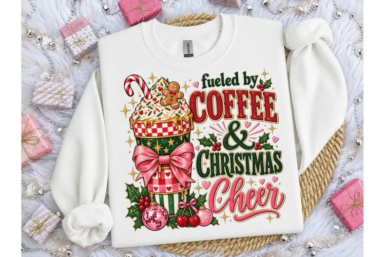 Fueled by Coffee Christmas PNG Tee