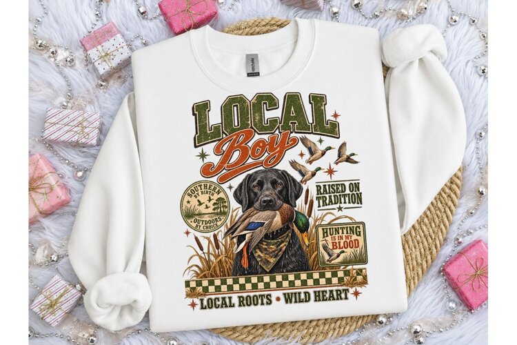 Local Boy Duck Hunting PNG Shirt Design example image 1