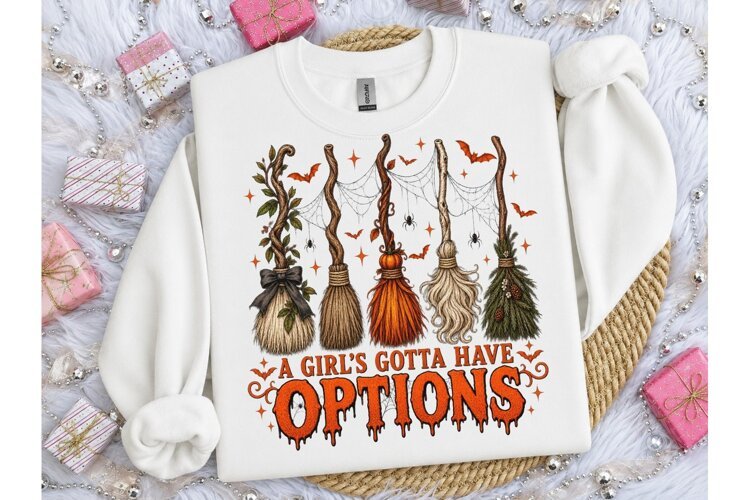 Witch Brooms Halloween PNG Shirt Design example image 1