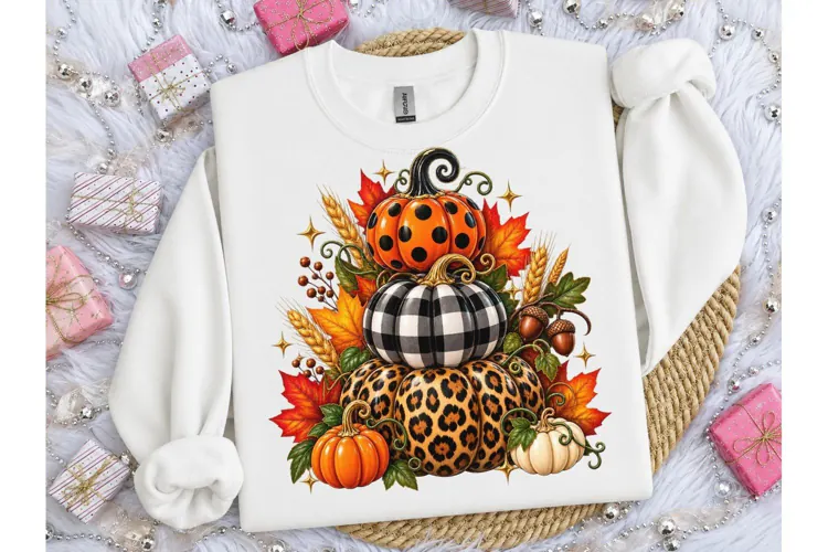 Fall Pumpkin Stack PNG Sublimation Tee