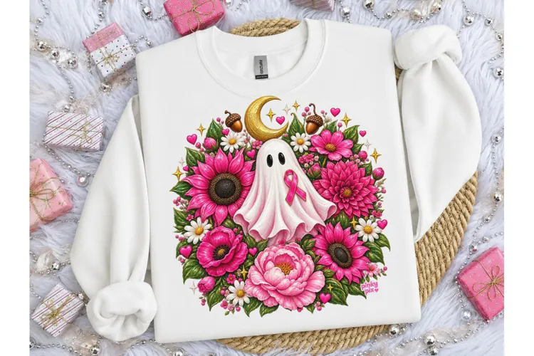 Floral Ghost Breast Cancer PNG Tee