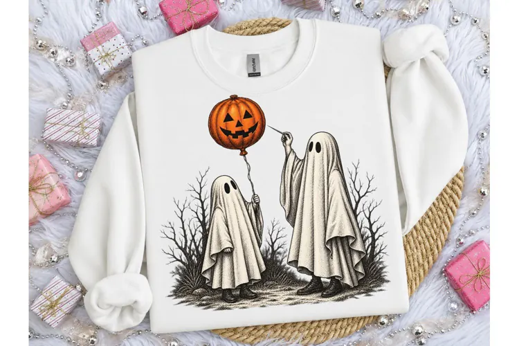 Halloween Ghost Pumpkin Balloon PNG Tee