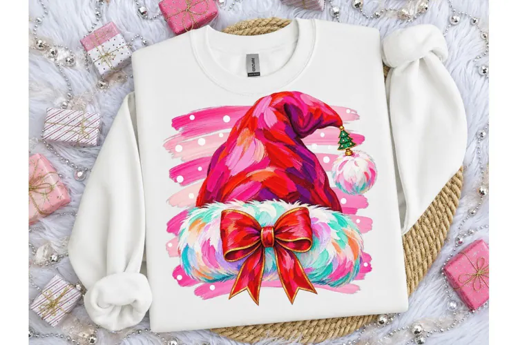 Pink Santa Hat Christmas PNG Sublimation