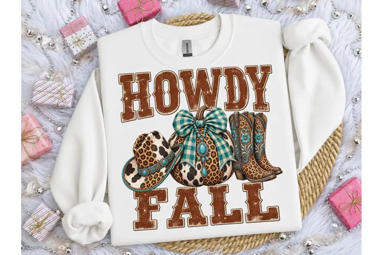 Howdy Fall Western Pumpkin PNG Tee