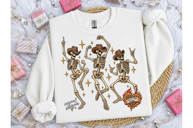 Dancing Skeletons Cowboy PNG Tee Design