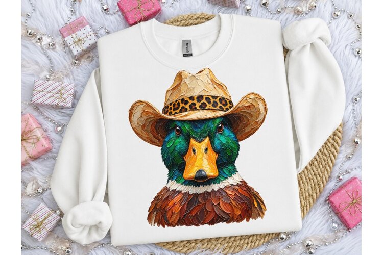 Mallard Duck Cowboy Hat PNG Tee Design example image 1