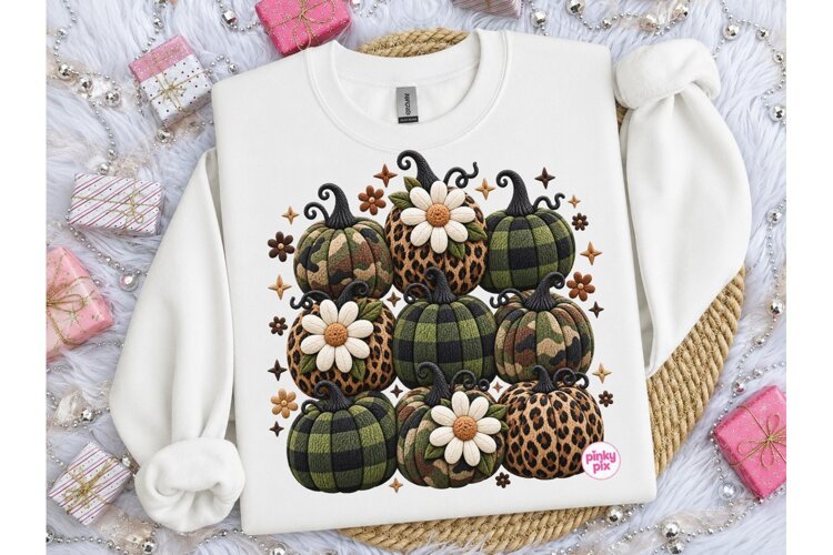 Pumpkin Patch Leopard Camo PNG Tee example image 1