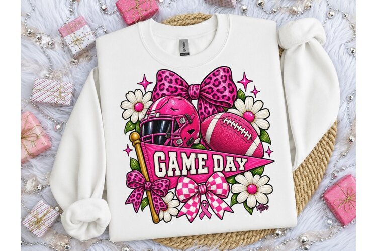 Game Day Football Pink PNG Sublimation example image 1