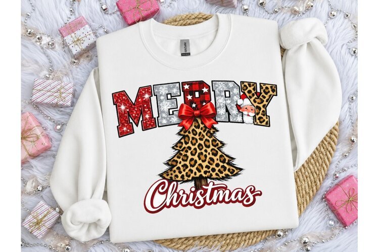 Merry Christmas Leopard Tree PNG Shirt example image 1