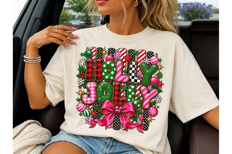 Holly Jolly Christmas PNG Sublimation Te