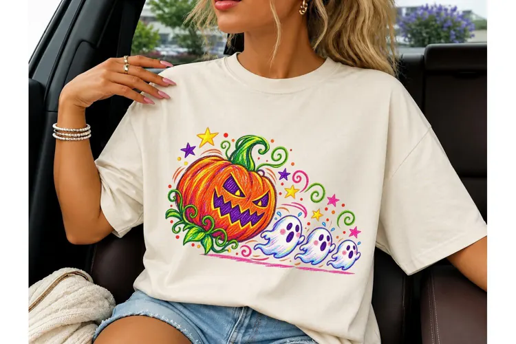 Halloween Pumpkin Ghost PNG Tee Design