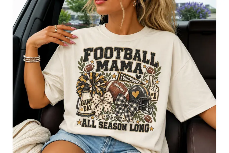 Football Mama PNG Sublimation Tee Design