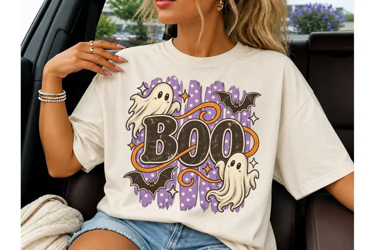 BOO Halloween Ghost PNG Shirt Design