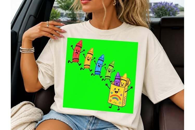 Cute Crayon Box Kids PNG Sublimation Tee example image 1