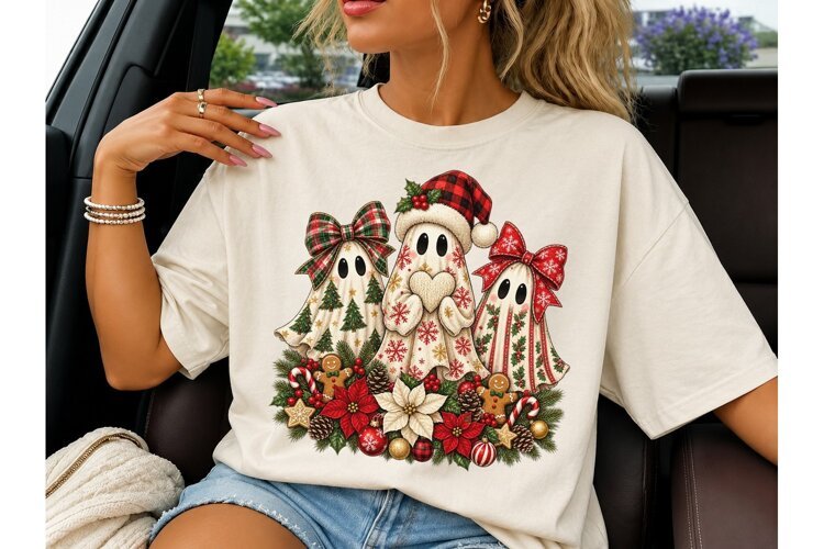 Christmas Ghosts Holiday PNG Shirt Desig example image 1