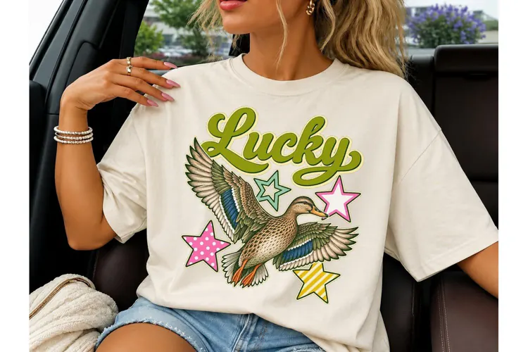 Lucky Duck Stars PNG Sublimation Tee