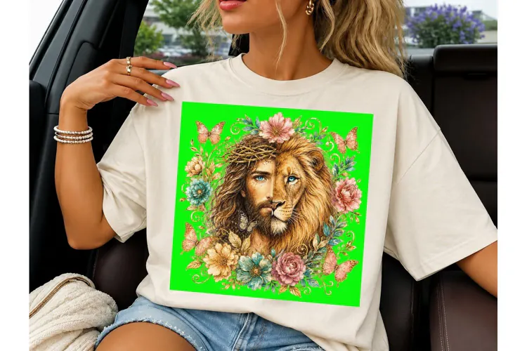 Lion of Judah Jesus Floral PNG Design
