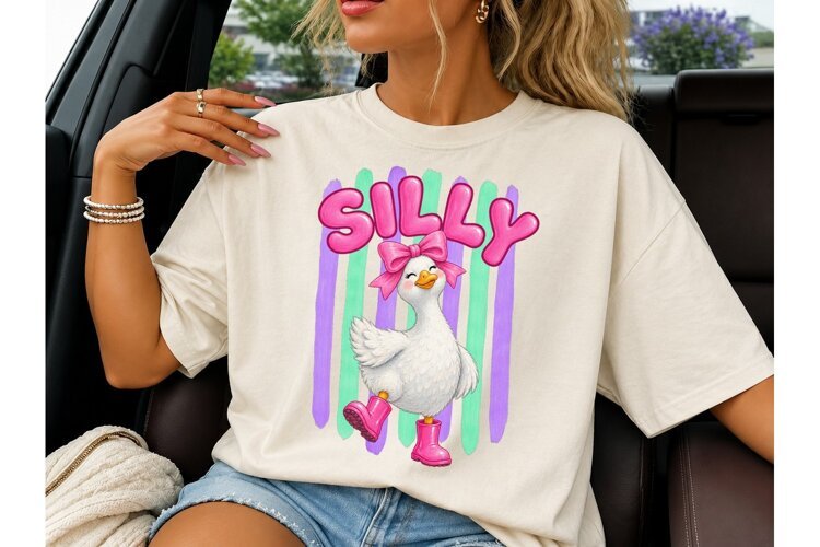 Silly Goose PNG Cute Duck Bow Shirt Desi example image 1
