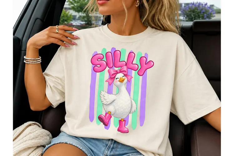 Silly Goose PNG Cute Duck Bow Shirt Desi