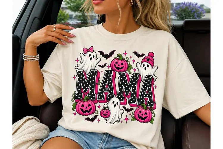 Halloween Mama Ghost PNG Shirt Design