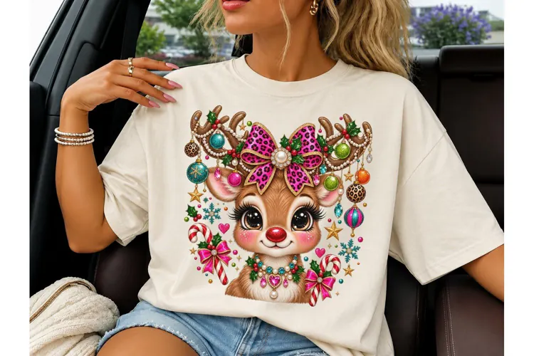 Cute Rudolph Christmas Reindeer PNG Tee