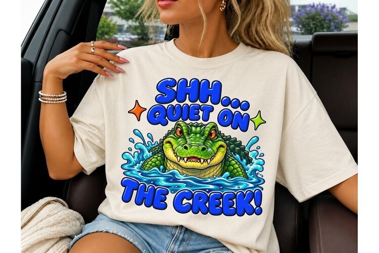 Shh Quiet On The Creek Alligator PNG Tee example image 1