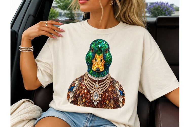 Jewel Mallard Duck PNG Sublimation Tee example image 1